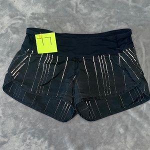 Lululemon speed short shorts. 2 1/2 inch inseam. Black. Reflective stripes.